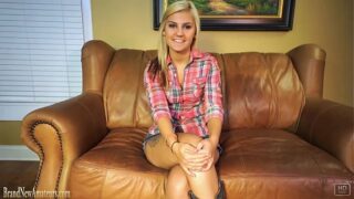 Blonde amateur Bailey strips and masturbate at her casting